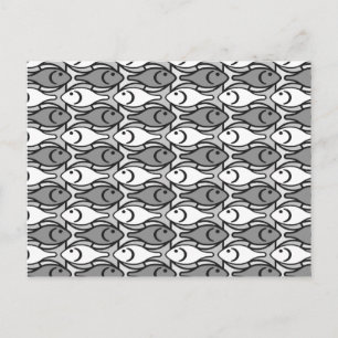 Mid-Century Modern fish, grey, white and black Postcard