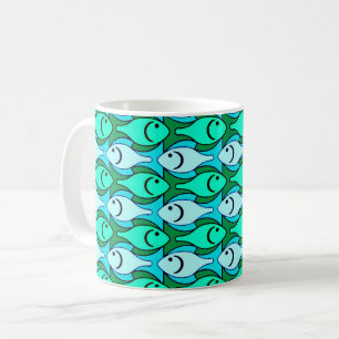 Mid-Century Modern fish, jade green and aqua Coffee Mug