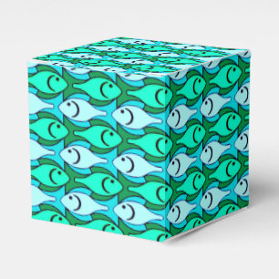 Mid-Century Modern fish, jade green and aqua Favour Box