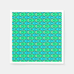 Mid-Century Modern fish, jade green Napkin