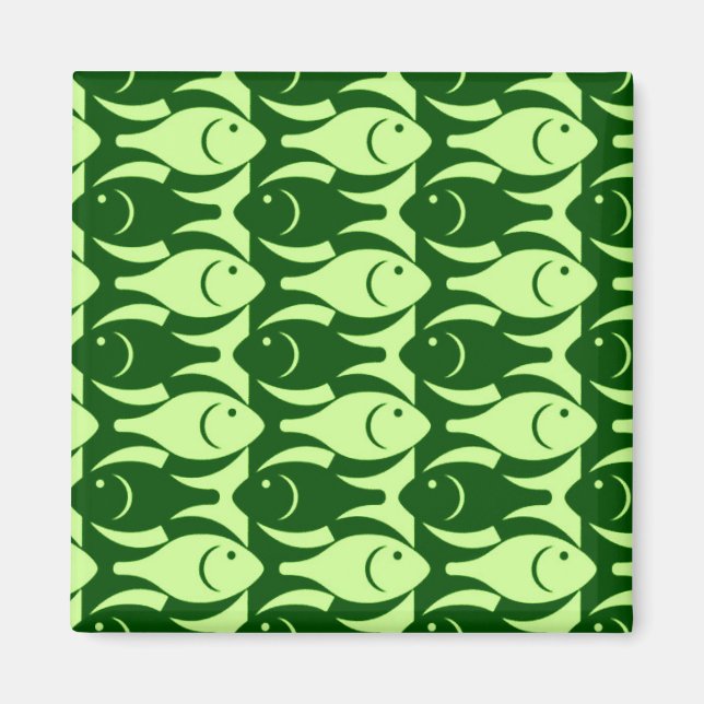 Mid-Century Modern fish, lime and dark green Magnet (Front)