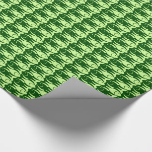 Mid-Century Modern fish, lime and dark green Wrapping Paper