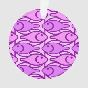 Mid-Century Modern fish, orchid and violet Ornament