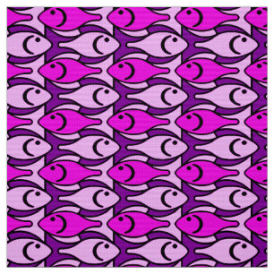 Mid-Century Modern Fish, Orchid Pink and Violet Fabric