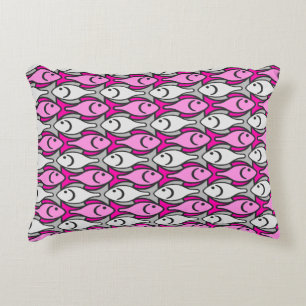 Mid-Century Modern fish, pink and grey Decorative Cushion