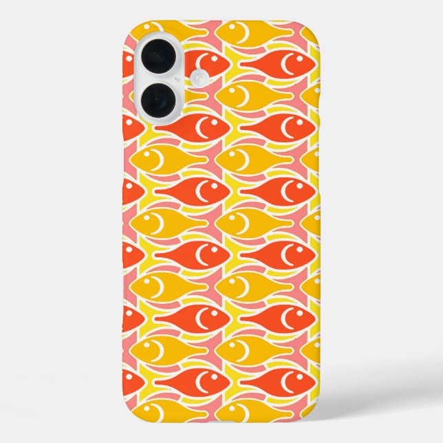 Mid-Century Modern fish, tangerine orange Case-Mate iPhone Case (Back)