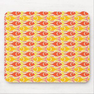 Mid-Century Modern fish, tangerine orange Mouse Mat