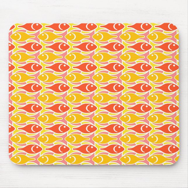 Mid-Century Modern fish, tangerine orange Mouse Mat (Front)