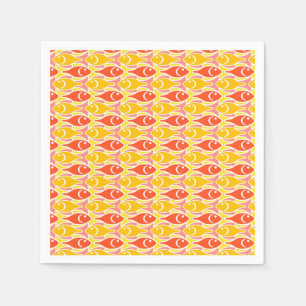 Mid-Century Modern fish, tangerine orange Napkin