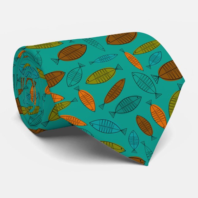 Mid-Century Modern Fish Tie (Rolled)