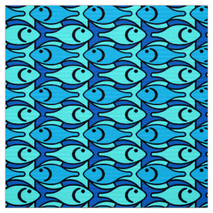 Mid-Century Modern Fish, Turquoise and Aqua Fabric