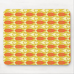 Mid-Century Modern fish, yellow and orange Mouse Mat