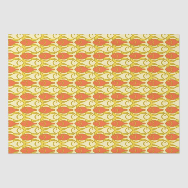 Mid-Century Modern fish, yellow and orange Tissue  Tissue Paper (Front)