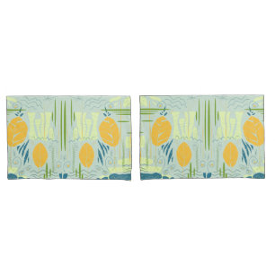 Mid Century Modern Floral Abstract Lake Scene Pillowcase