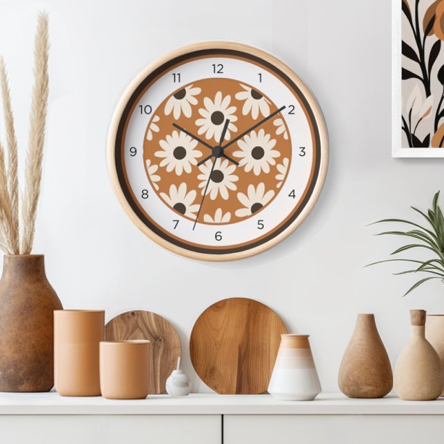 Mid Century Modern Floral Clock (Tick-tock in style! Indulge in the beauty of our Floral Retro Mid Century wall clock.)
