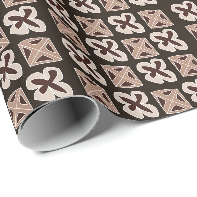Mid Century Modern Floral Geometric Wrapping Paper (Roll Corner)