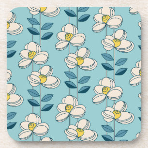 Mid-Century Modern Floral Leaf Pattern Coaster