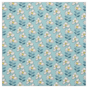 Mid-Century Modern Floral Leaf Pattern Fabric