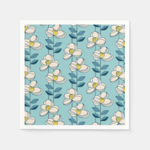 Mid-Century Modern Floral Leaf Pattern Napkin