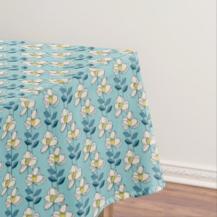 Mid-Century Modern Floral Leaf Pattern Tablecloth