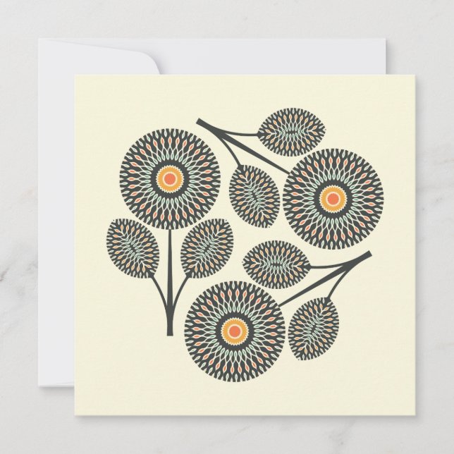 Mid-Century Modern Floral Note Card (Front)