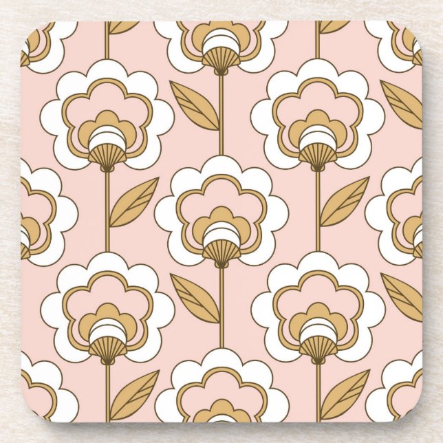 Mid-Century Modern Floral Pattern Coaster (Front)