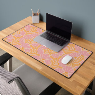 Mid Century Modern Floral Pattern Desk Mat