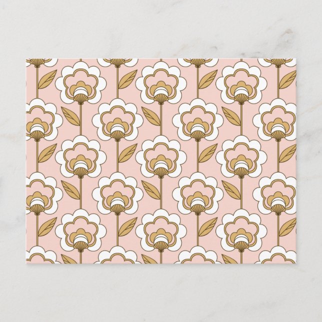 Mid-Century Modern Floral Pattern Holiday Postcard (Front)