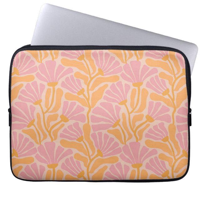 Mid Century Modern Floral Pattern Laptop Sleeve (Front)