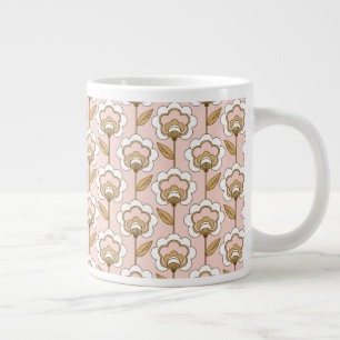 Mid-Century Modern Floral Pattern Large Coffee Mug