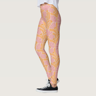 Mid Century Modern Floral Pattern Leggings