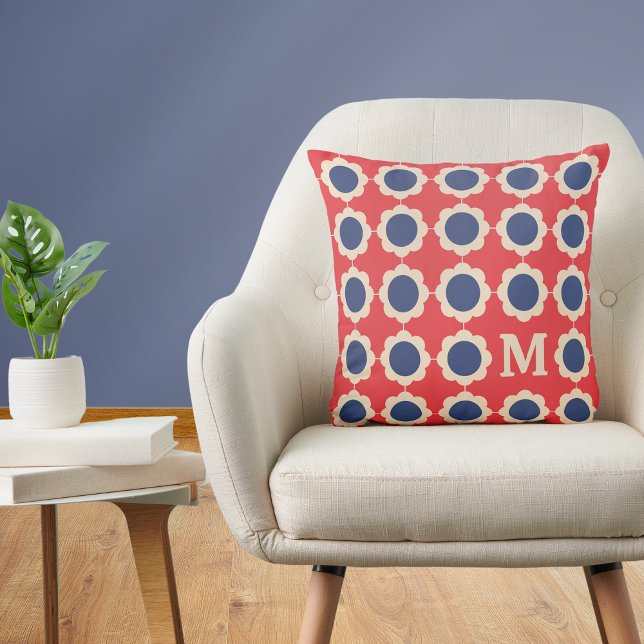 Mid Century Modern Floral Pattern Monogram Cushion (Creator Uploaded)