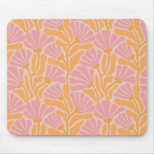 Mid Century Modern Floral Pattern Mouse Mat