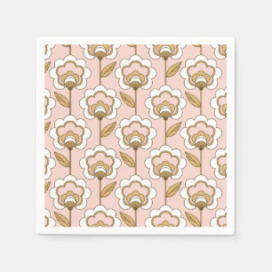 Mid-Century Modern Floral Pattern Napkin