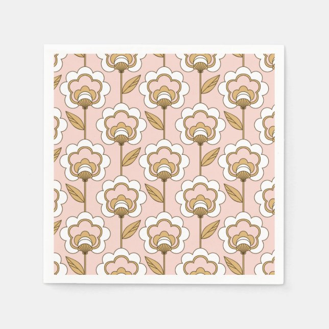 Mid-Century Modern Floral Pattern Napkin (Front)