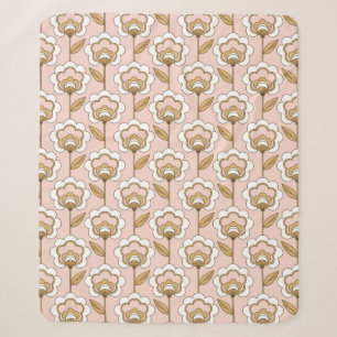 Mid-Century Modern Floral Pattern Sherpa Blanket