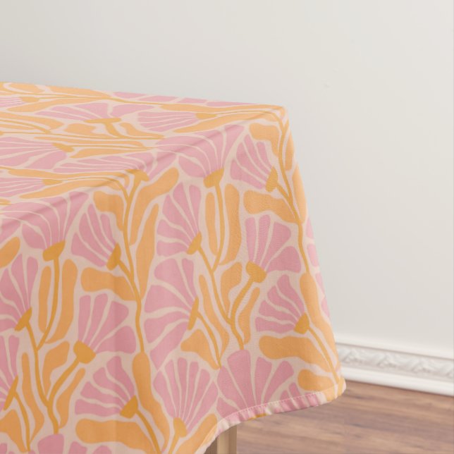 Mid Century Modern Floral Pattern Tablecloth (In Situ)