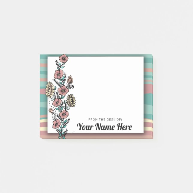 Mid-Century Modern Floral Stipe Pattern Designer  Post-it Notes (Front)