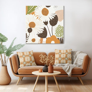 Mid Century Modern Floral Sunflower Canvas Print
