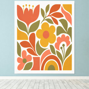 Mid Century Modern Floral Wall Art  Retro 