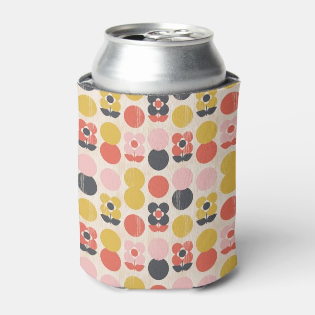 Mid-Century Modern Flower Pattern Can Cooler (Can Front)