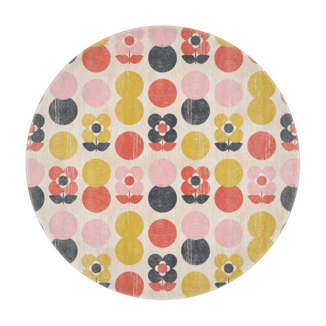Mid-Century Modern Flower Pattern Cutting Board (Front)