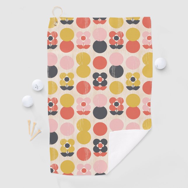 Mid-Century Modern Flower Pattern Golf Towel (InSitu)