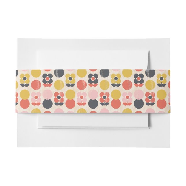 Mid-Century Modern Flower Pattern Invitation Belly Band (Front Example)