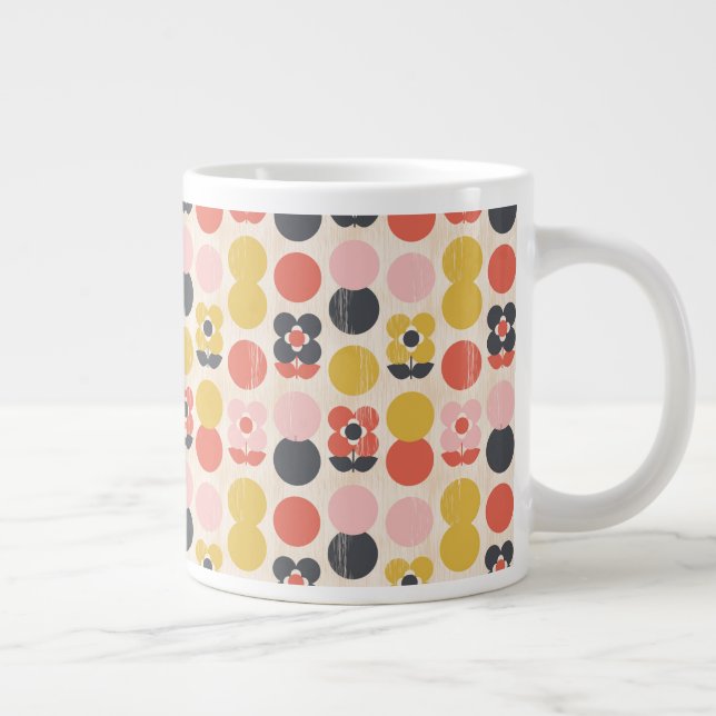 Mid-Century Modern Flower Pattern Large Coffee Mug (Right)