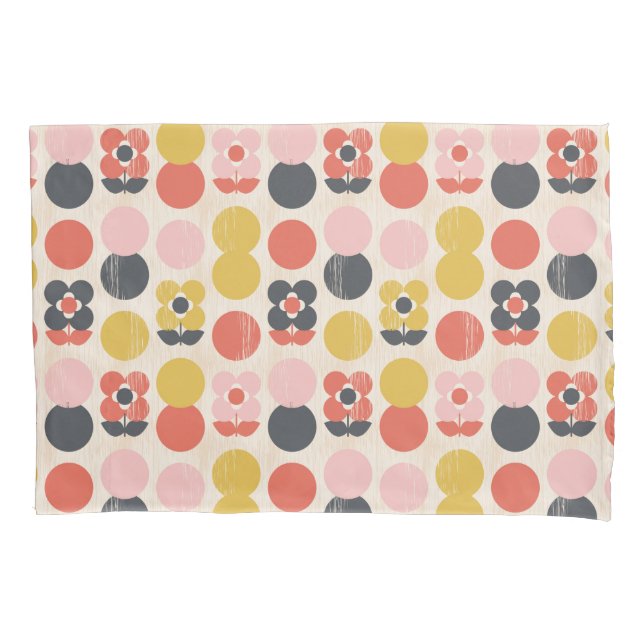 Mid-Century Modern Flower Pattern Pillowcase (Front-Left)