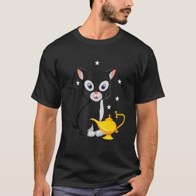 Mid Century Modern Funny Cat With Lamp 1 T-Shirt (Front)