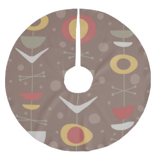 Mid Century Modern Garden Brown Brushed Polyester Tree Skirt