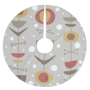 Mid Century Modern Garden Multicolored Brushed Polyester Tree Skirt