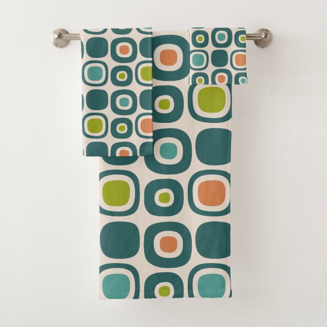 Mid Century Modern Garden Path Pattern Bath Towel Set (Insitu)